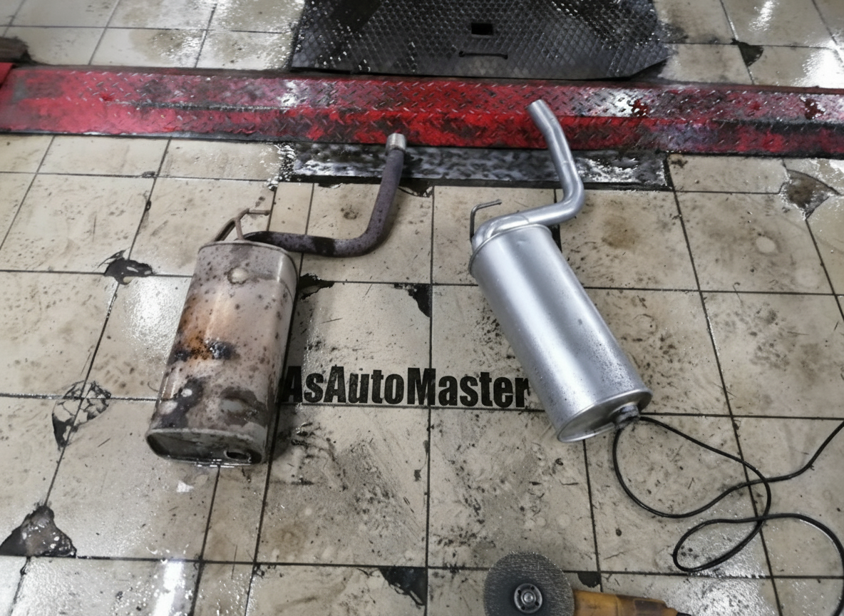 замена банки глушителя