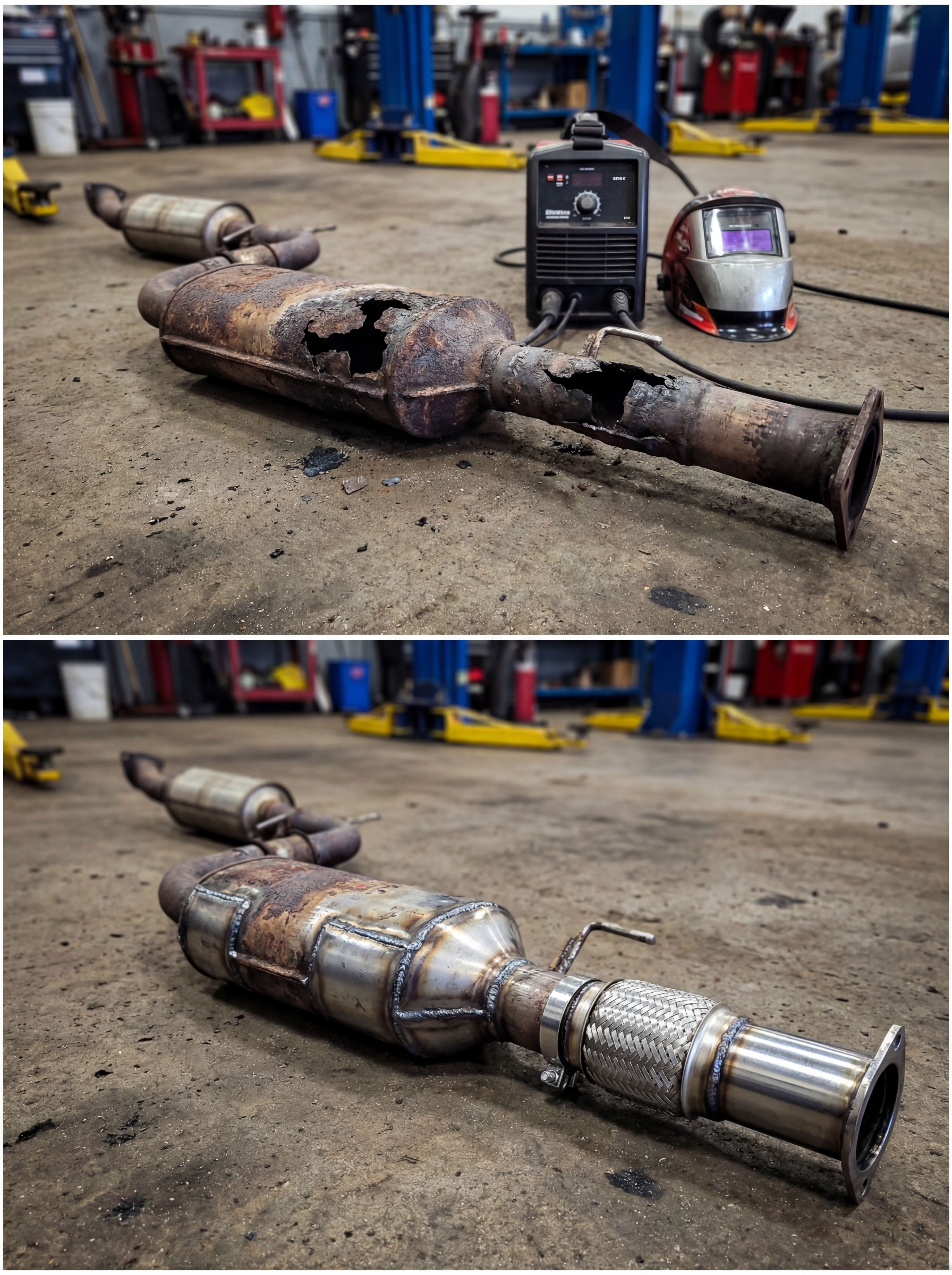 Сварка глушителя на СТО 