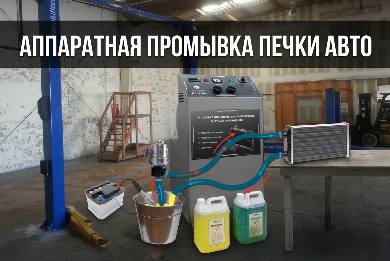 Аппаратная промывка радиатора печки